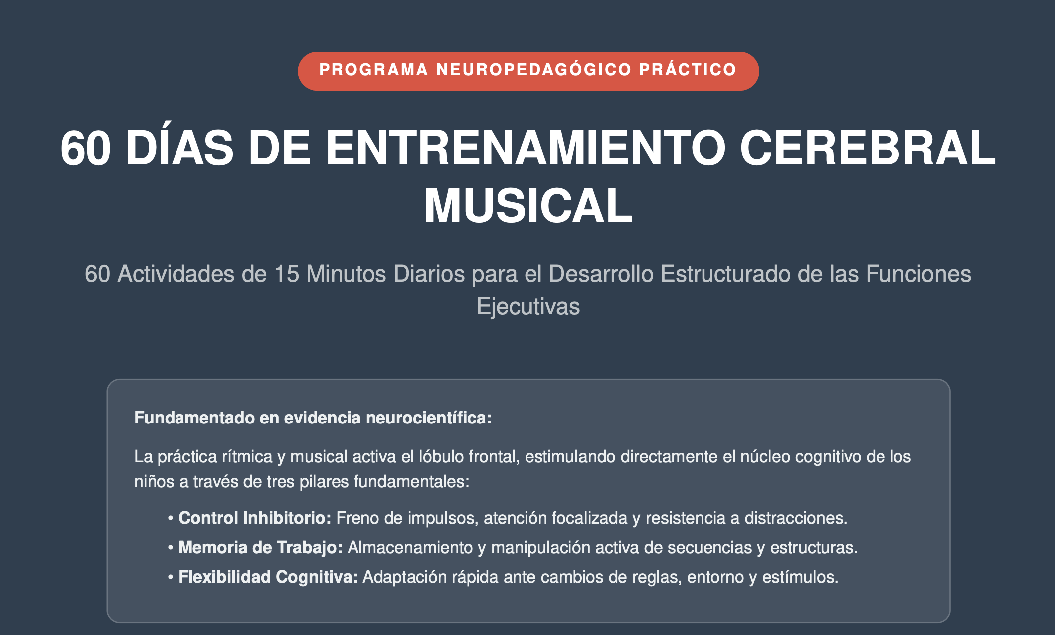 Ebook "Programa Neuropedagógico Práctico: 60 Días de Entrenamiento Cerebral Musical"